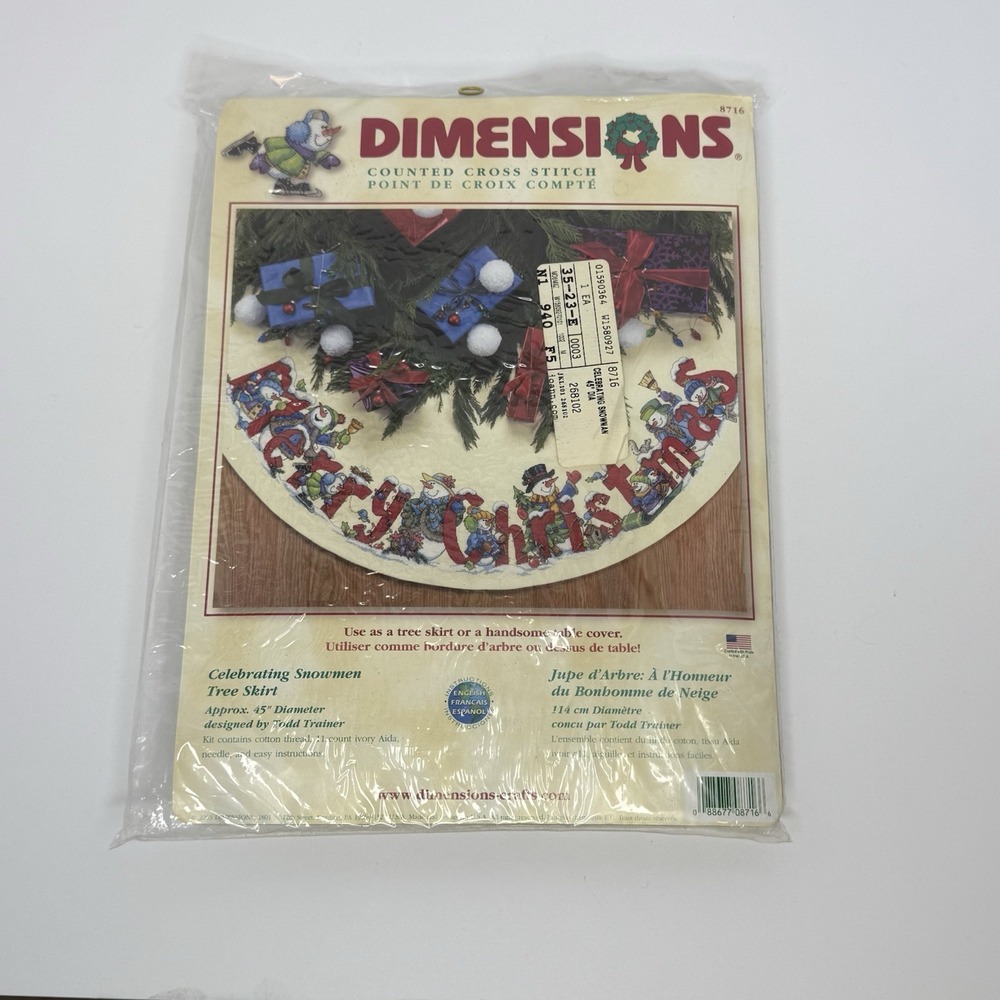 Dimensions Counted Cross Stitch Kit #8716 Celebrating Snowmen Tree Skirt